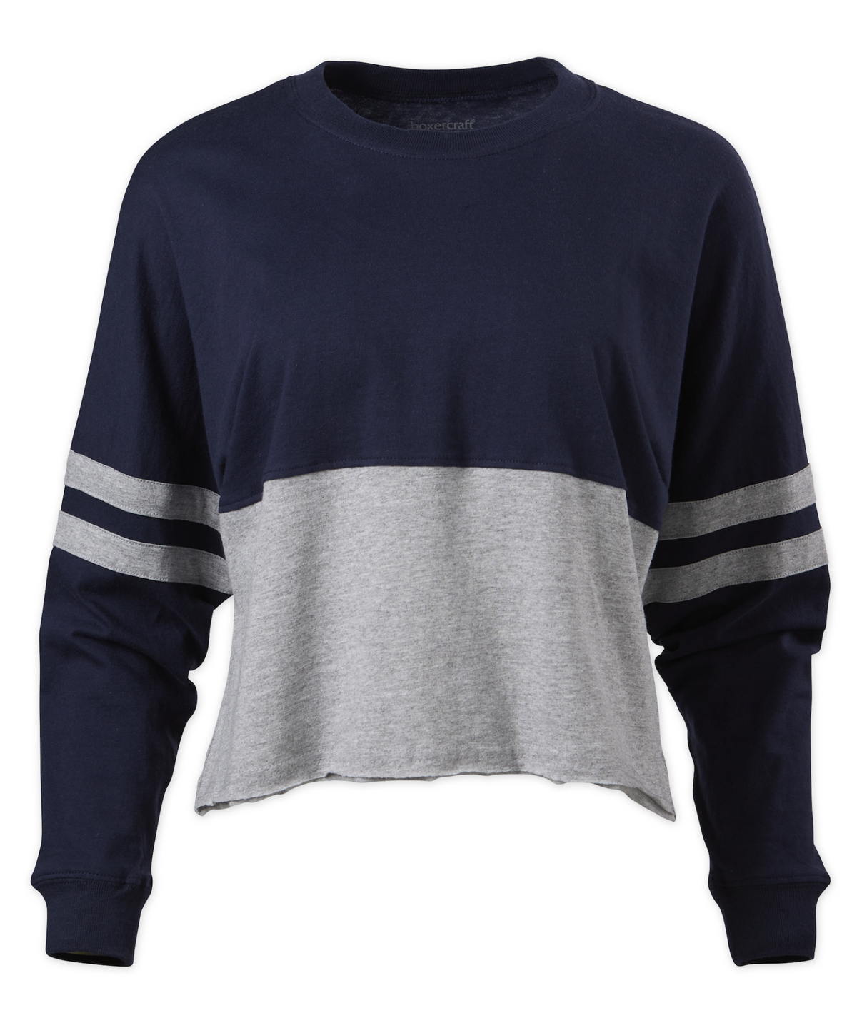 Women's Cropped Retro Jersey – Cropped Vintage-Inspired Jersey Top in Navy/Oxford