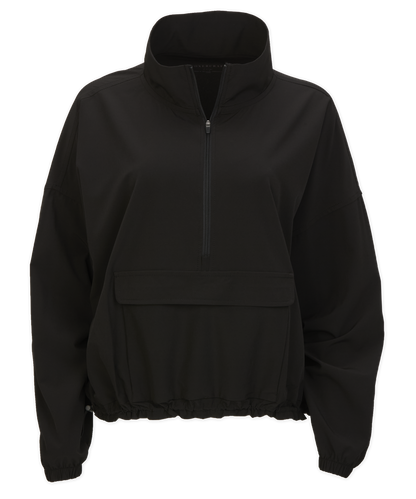 Women's Stretch Woven Quarter Zip – Lightweight Stretch 1/4 Zip Pullover in Black