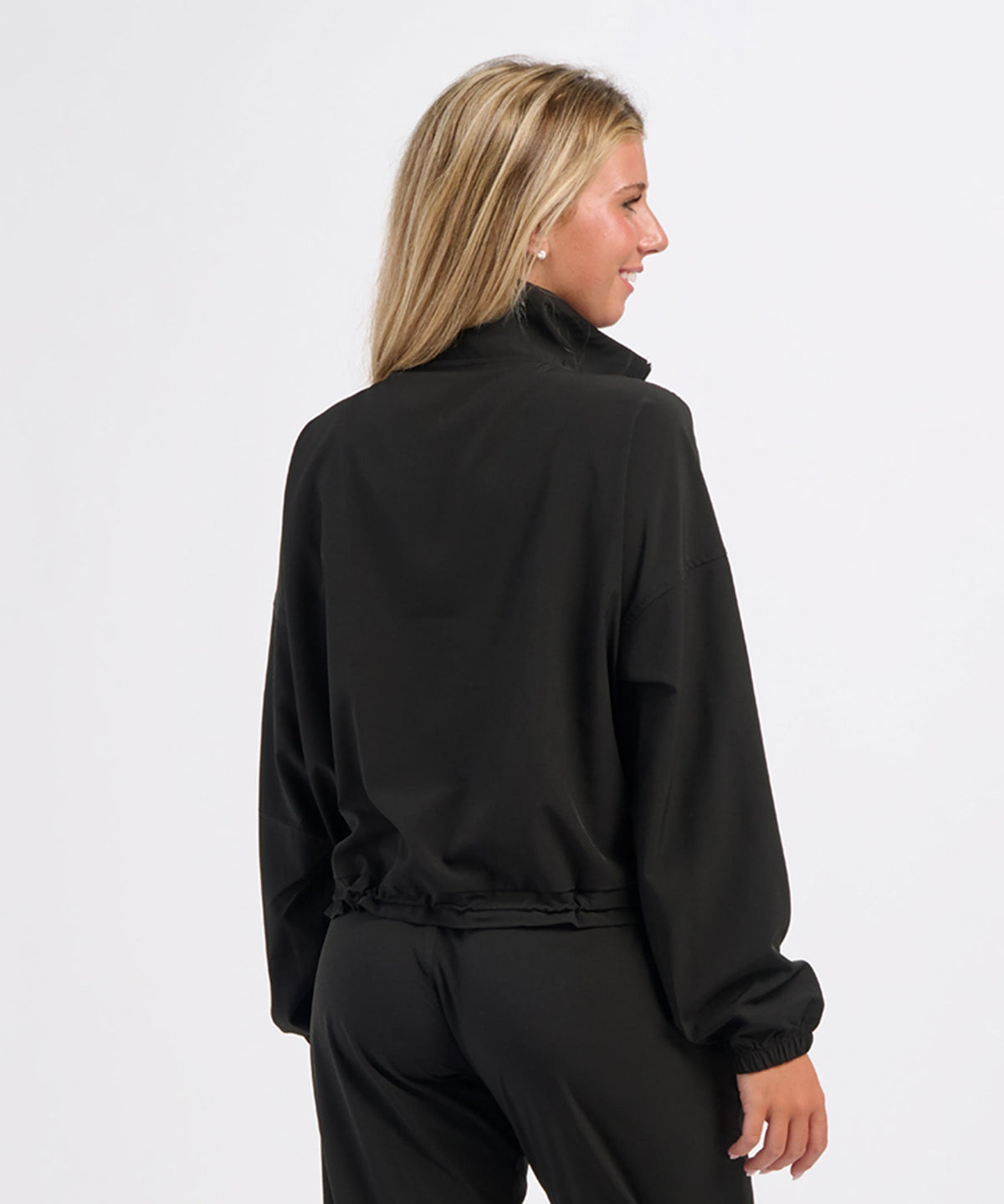 Women's Stretch Woven Quarter Zip – Lightweight Stretch 1/4 Zip Pullover in Black