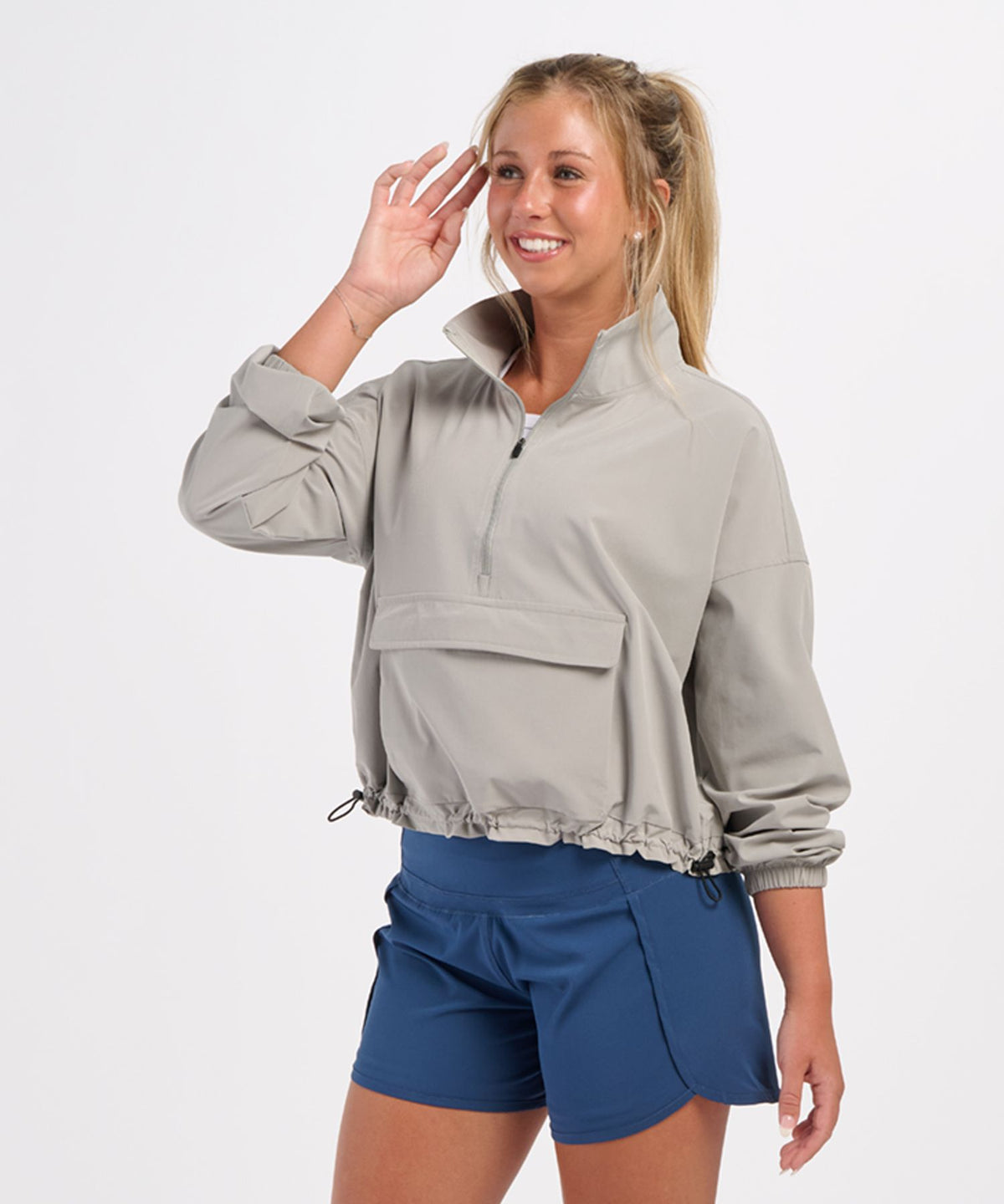 Women's Stretch Woven Quarter Zip – Lightweight Stretch 1/4 Zip Pullover in Oxford