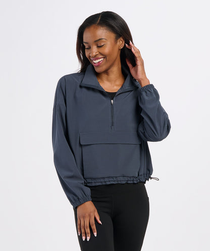 Women's Stretch Woven Quarter Zip – Lightweight Stretch 1/4 Zip Pullover in Castlerock