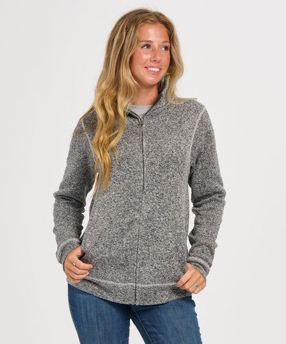 Women's Alpine Fleece Full Zip – Double Knit Fleece Full Zip Jacket in Black Heather