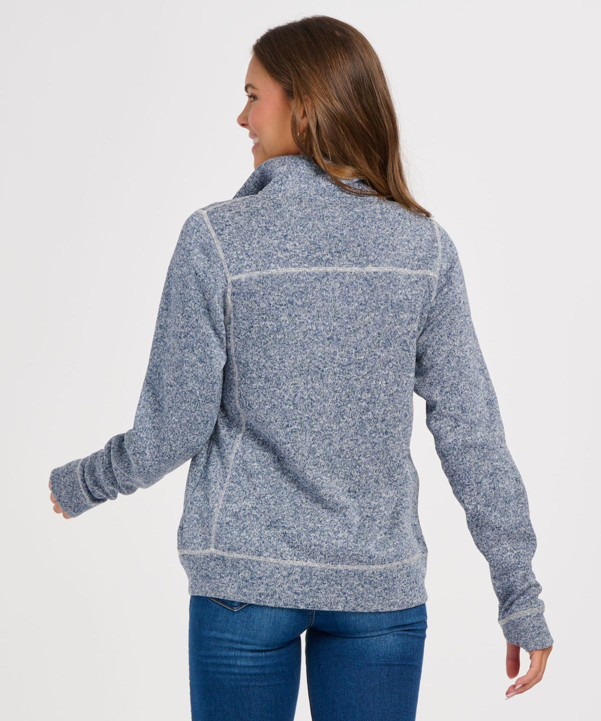 Women's Alpine Fleece Full Zip – Double Knit Fleece Full Zip Jacket in Navy Heather