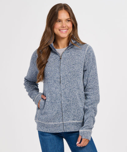 Women's Alpine Fleece Full Zip – Double Knit Fleece Full Zip Jacket in Navy Heather