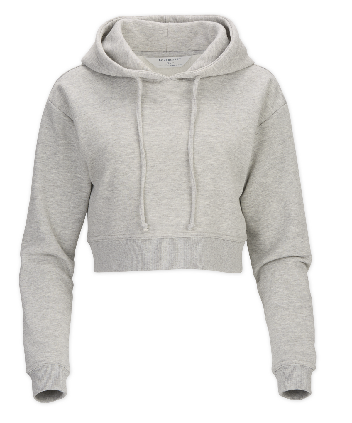 Women's Fleece Cropped Hoodie – Cropped Pullover Fleece Hooded Sweatshirt in Oxford Heather
