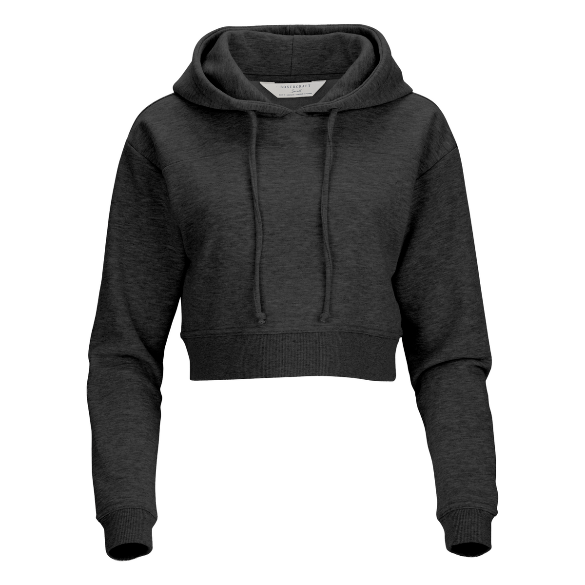 Women's Fleece Cropped Hoodie – Cropped Pullover Fleece Hooded Sweatshirt in Charcoal Hthr