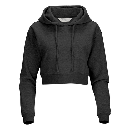Women's Fleece Cropped Hoodie – Cropped Pullover Fleece Hooded Sweatshirt in Charcoal Hthr