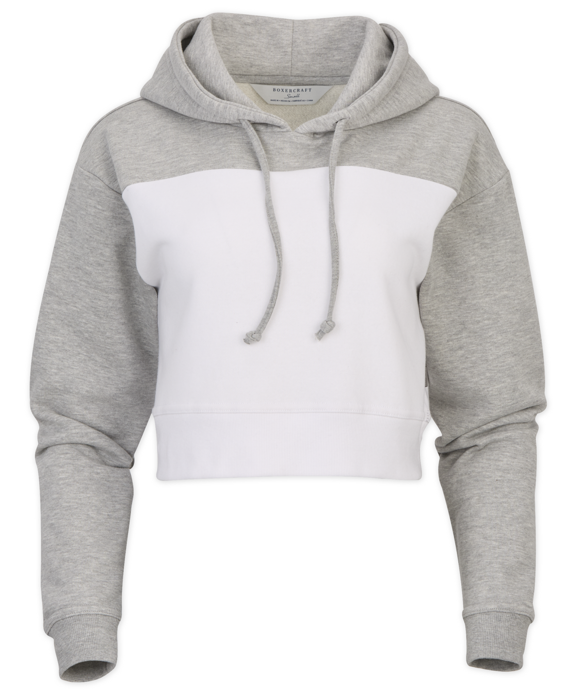Women's Fleece Cropped Hoodie – Cropped Pullover Fleece Hooded Sweatshirt in Oxford Hthr-Whi