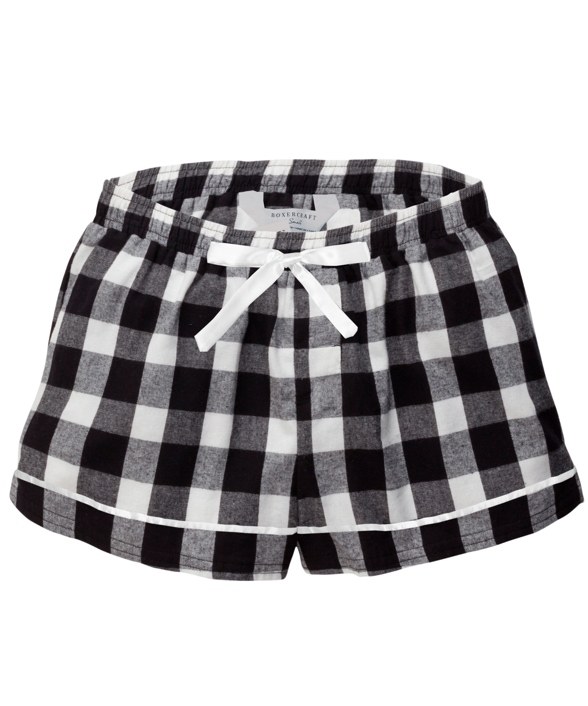 Boxercraft BW6501 Women's Flannel Shorts - Black/White Buffalo Plaid - Ghost Front | Black/White Buffalo Plaid