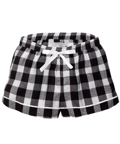 Boxercraft BW6501 Women's Flannel Shorts - Black/White Buffalo Plaid - Ghost Front | Black/White Buffalo Plaid