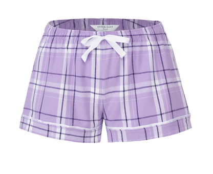 Boxercraft BW6501 Women's Flannel Shorts - Lavender Carnegie Plaid - Ghost Front | Lavender Carnegie Plaid