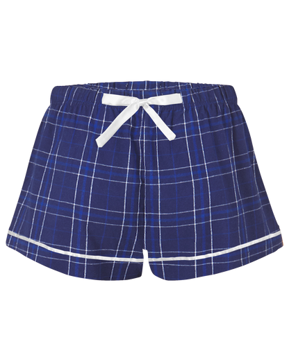 Boxercraft BW6501 Women's Flannel Shorts - Navy Field Day Plaid - Ghost Front | Navy Field Day Plaid
