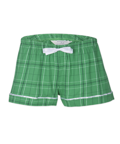 Boxercraft BW6501 Women's Flannel Shorts - Kelly Field Day Plaid - Ghost Front | Kelly Field Day Plaid
