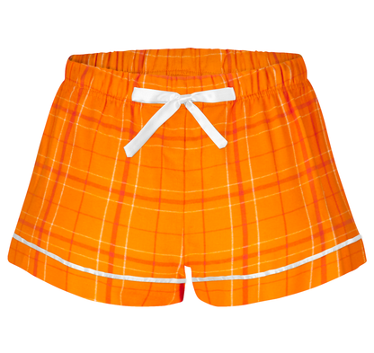 Boxercraft BW6501 Women's Flannel Shorts - Orange Field Day Plaid - Ghost Front | Orange Field Day Plaid