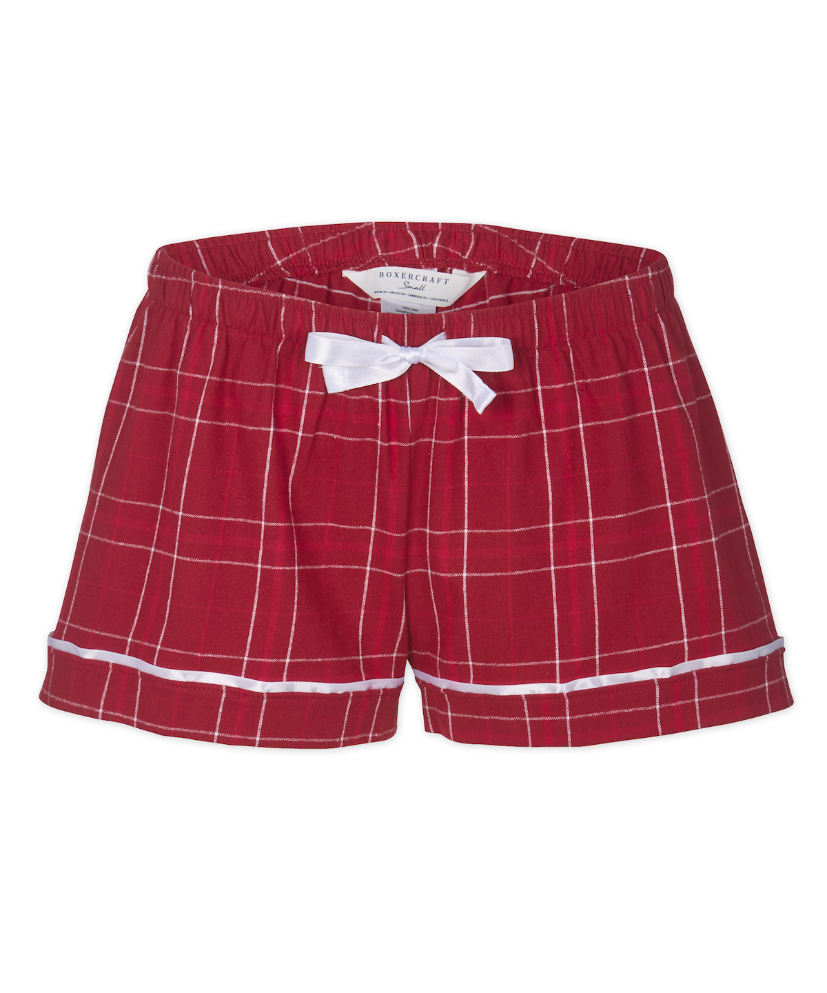 Boxercraft BW6501 Women's Flannel Shorts - Crimson Field Day Plaid - Ghost Front | Crimson Field Day Plaid