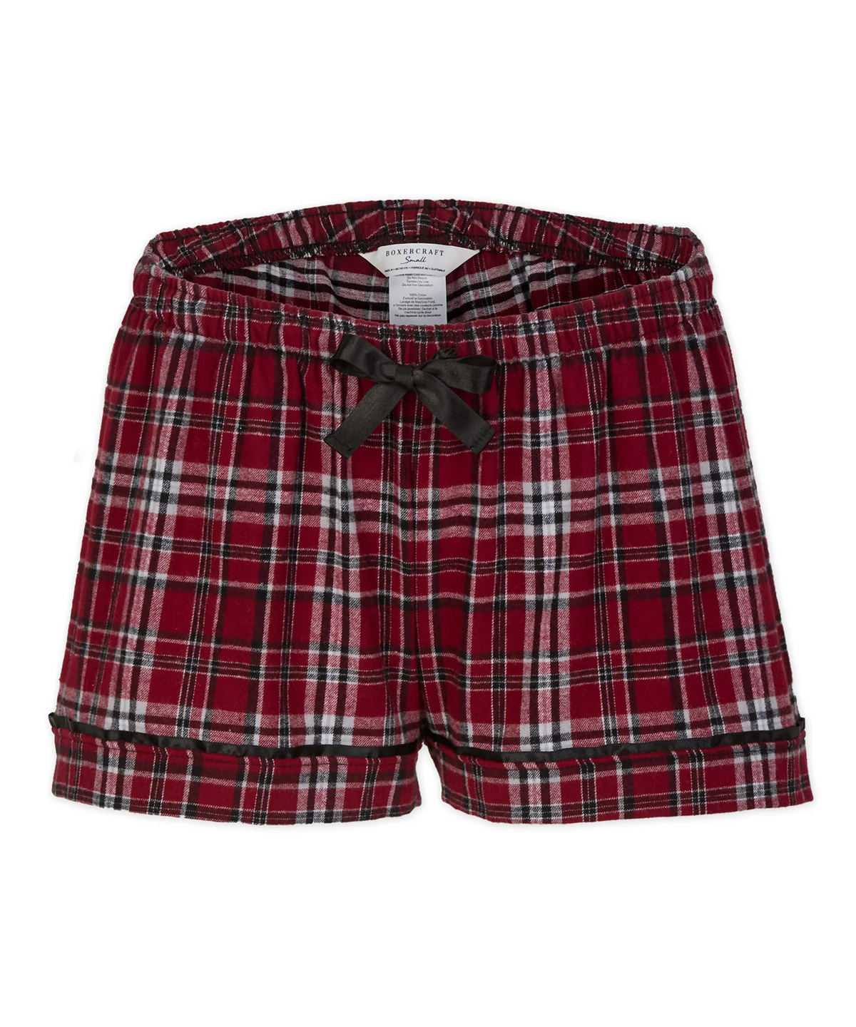 Boxercraft BW6501 Women's Flannel Shorts - Garnet/Black Plaid - Ghost Front | Garnet/Black Plaid