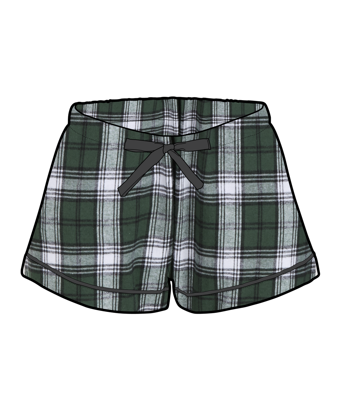 Boxercraft BW6501 Women's Flannel Shorts - Green/White Plaid - Ghost Front | Green/White Plaid