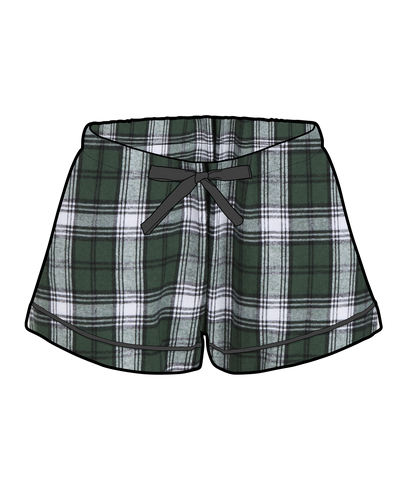 Boxercraft BW6501 Women's Flannel Shorts - Green/White Plaid - Ghost Front | Green/White Plaid