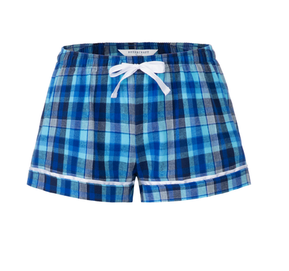 Boxercraft BW6501 Women's Flannel Shorts - Blue Harmony Plaid - Ghost Front | Blue Harmony Plaid