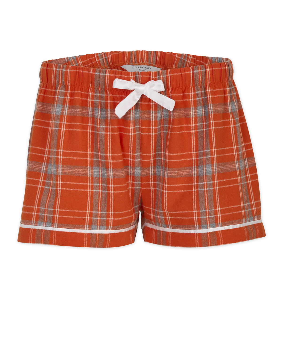 Boxercraft BW6501 Women's Flannel Shorts - Burnt Orange Kingston - Ghost Front | Burnt Orange Kingston