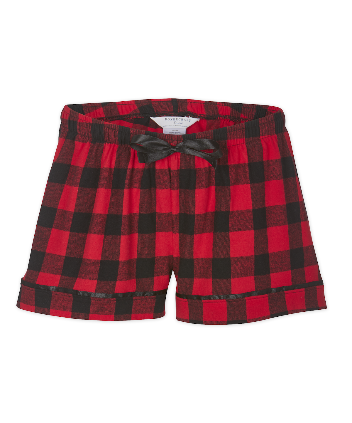 Boxercraft BW6501 Women's Flannel Shorts - Red/Black Buffalo Plaid - Ghost Front | Red/Black Buffalo Plaid
