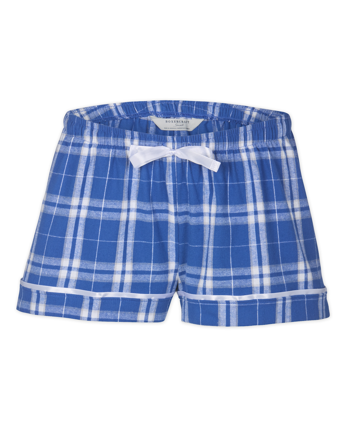 Boxercraft BW6501 Women's Flannel Shorts - Royal/Silver Plaid - Ghost Front | Royal/Silver Plaid