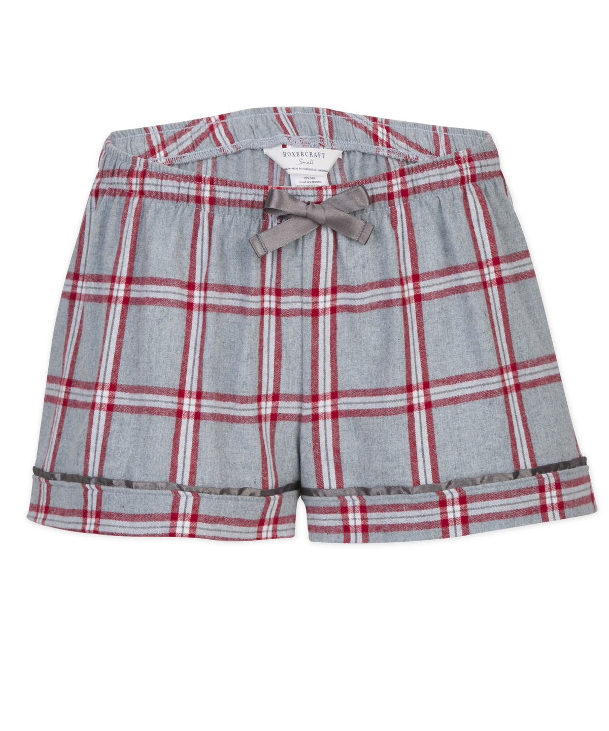 Boxercraft BW6501 Women's Flannel Shorts - Oxford/Red Tomb Plaid - Ghost Front | Oxford/Red Tomb Plaid