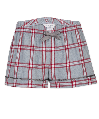 Boxercraft BW6501 Women's Flannel Shorts - Oxford/Red Tomb Plaid - Ghost Front | Oxford/Red Tomb Plaid