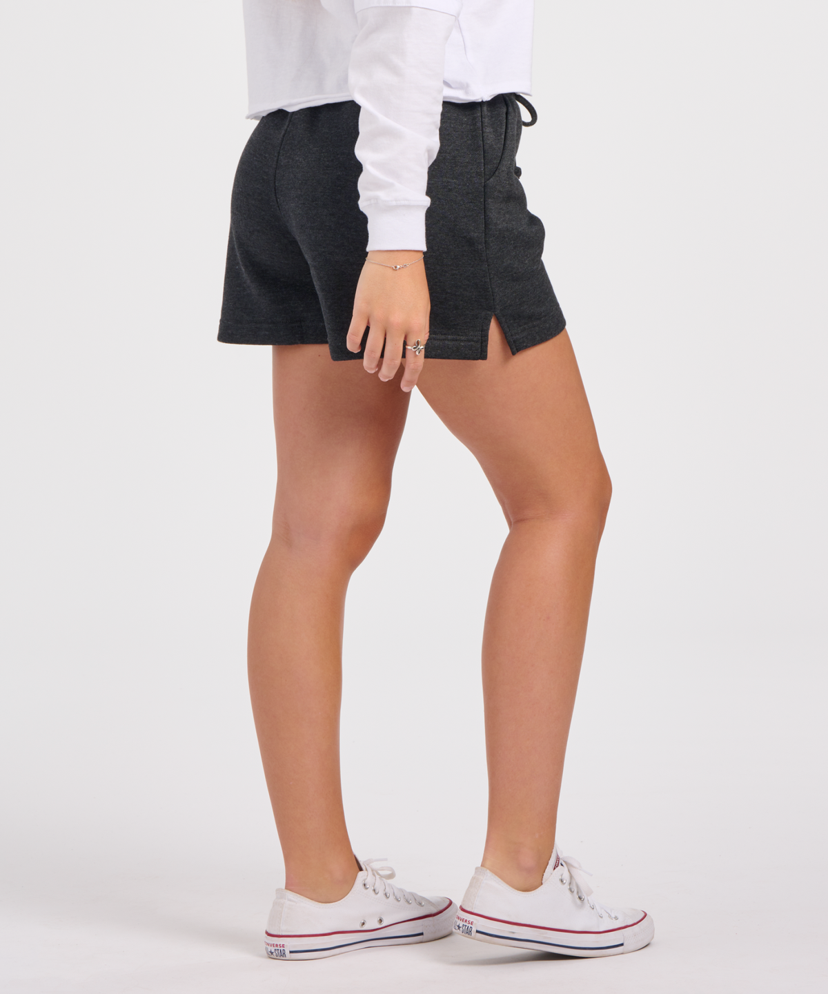 Women's Fleece Shorts – Soft Fleece Lounge Sweat Shorts in Charcoal Hthr