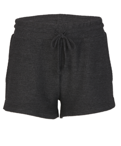 Women's Rib Knit Corded Short – Rib Knit Corded Lounge Shorts in Black