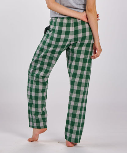 Boxercraft BW6620 Women's Haley Flannel Pants - Green/Oxford Buffalo Plaid - Back | Green/Oxford Buffalo Plaid