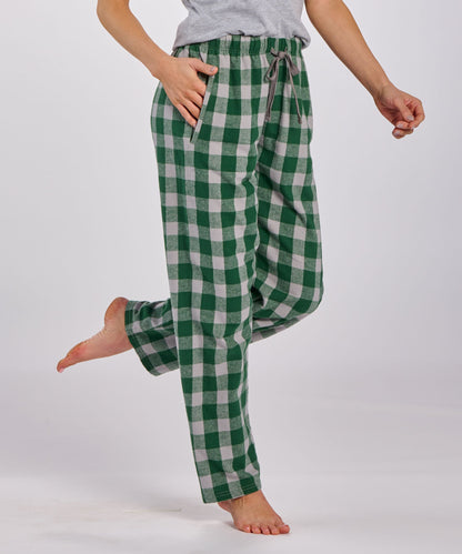 Boxercraft BW6620 Women's Haley Flannel Pants - Green/Oxford Buffalo Plaid - Front | Green/Oxford Buffalo Plaid