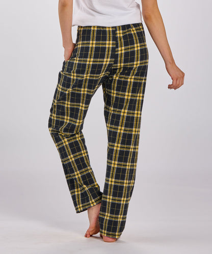 Boxercraft BW6620 Women's Haley Flannel Pants - Black/Gold Plaid - Back | Black/Gold Plaid
