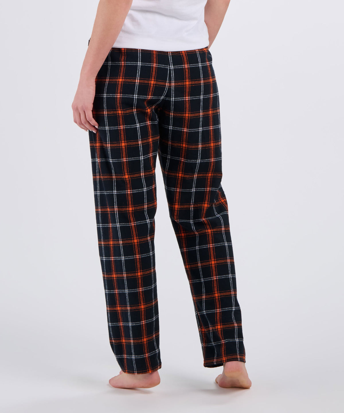 Boxercraft BW6620 Women's Haley Flannel Pants - Black/Orange/White - Back | Black/Orange/White