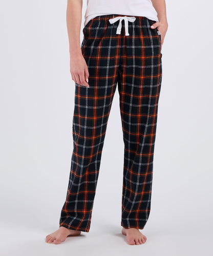 Boxercraft BW6620 Women's Haley Flannel Pants - Black/Orange/White - Front | Black/Orange/White