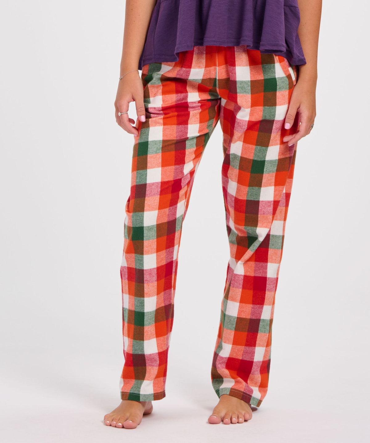 Boxercraft BW6620 Women's Haley Flannel Pants - Autumn Buffalo Plaid - Front | Autumn Buffalo Plaid