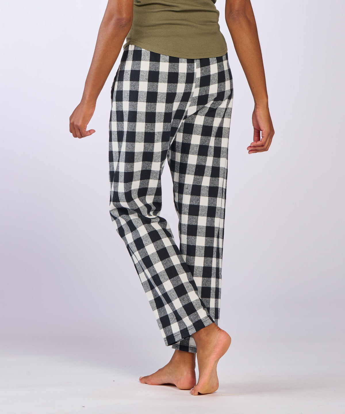 Boxercraft BW6620 Women's Haley Flannel Pants - Black/White Buffalo Plaid - Back | Black/White Buffalo Plaid
