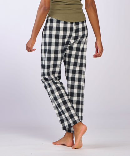 Boxercraft BW6620 Women's Haley Flannel Pants - Black/White Buffalo Plaid - Back | Black/White Buffalo Plaid