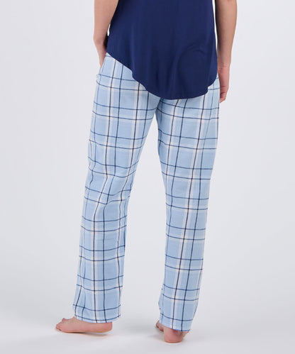 Boxercraft BW6620 Women's Haley Flannel Pants - Sky Carnegie Plaid - Back | Sky Carnegie Plaid