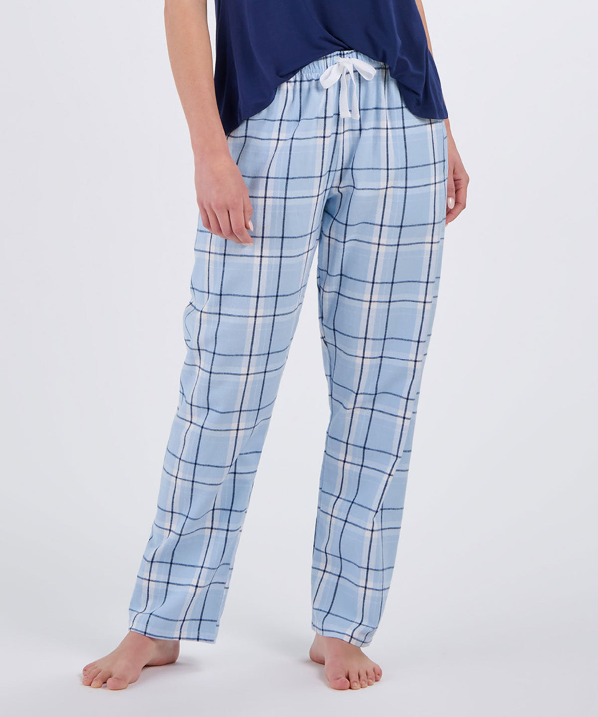 Boxercraft BW6620 Women's Haley Flannel Pants - Sky Carnegie Plaid - Front | Sky Carnegie Plaid