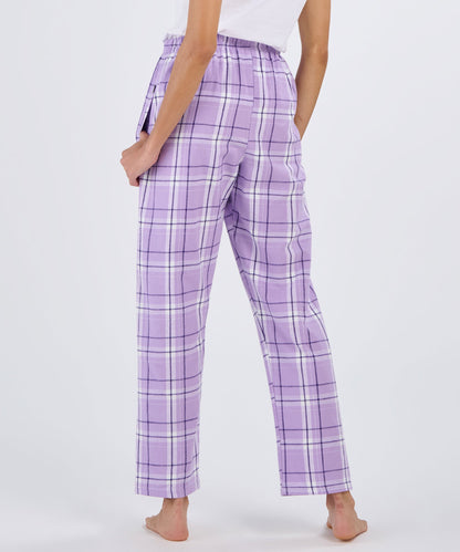 Boxercraft BW6620 Women's Haley Flannel Pants - Lavender Carnegie Plaid - Back | Lavender Carnegie Plaid
