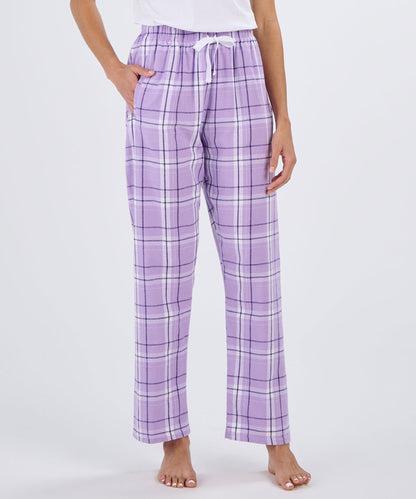 Boxercraft BW6620 Women's Haley Flannel Pants - Lavender Carnegie Plaid - Front | Lavender Carnegie Plaid