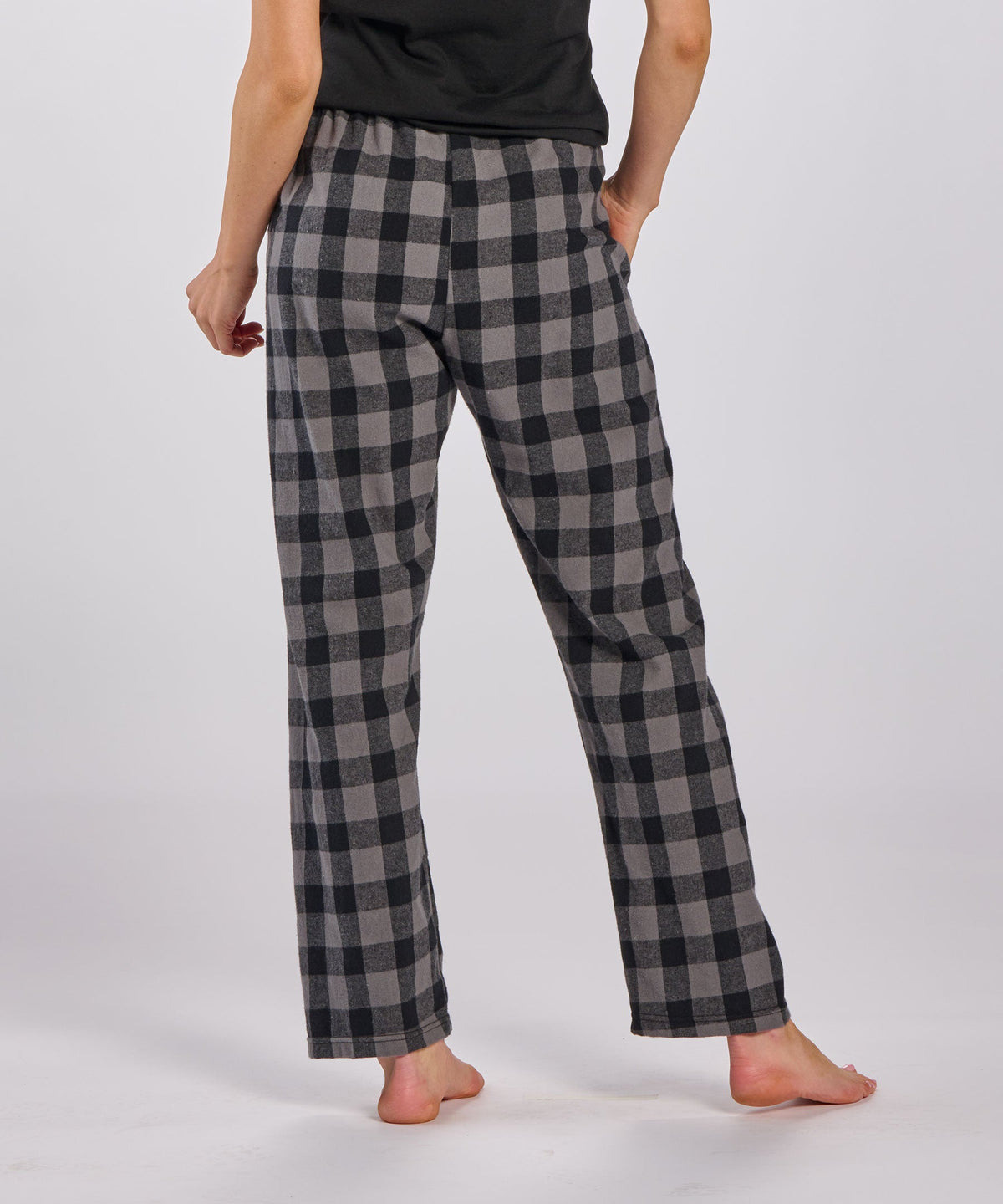 Boxercraft BW6620 Women's Haley Flannel Pants - Charcoal/Black Buffalo Plaid - Back | Charcoal/Black Buffalo Plaid