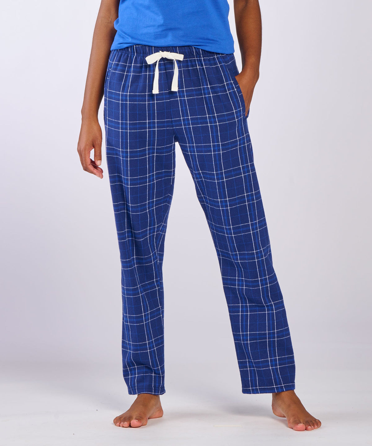 Boxercraft BW6620 Women's Haley Flannel Pants - Navy Field Day Plaid - Front | Navy Field Day Plaid