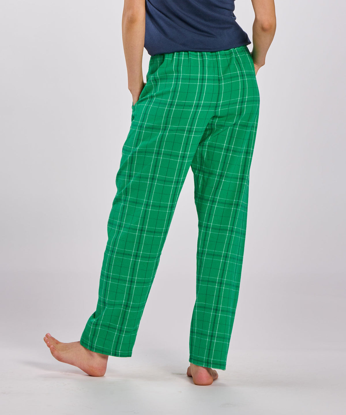Boxercraft BW6620 Women's Haley Flannel Pants - Kelly Field Day Plaid - Back | Kelly Field Day Plaid