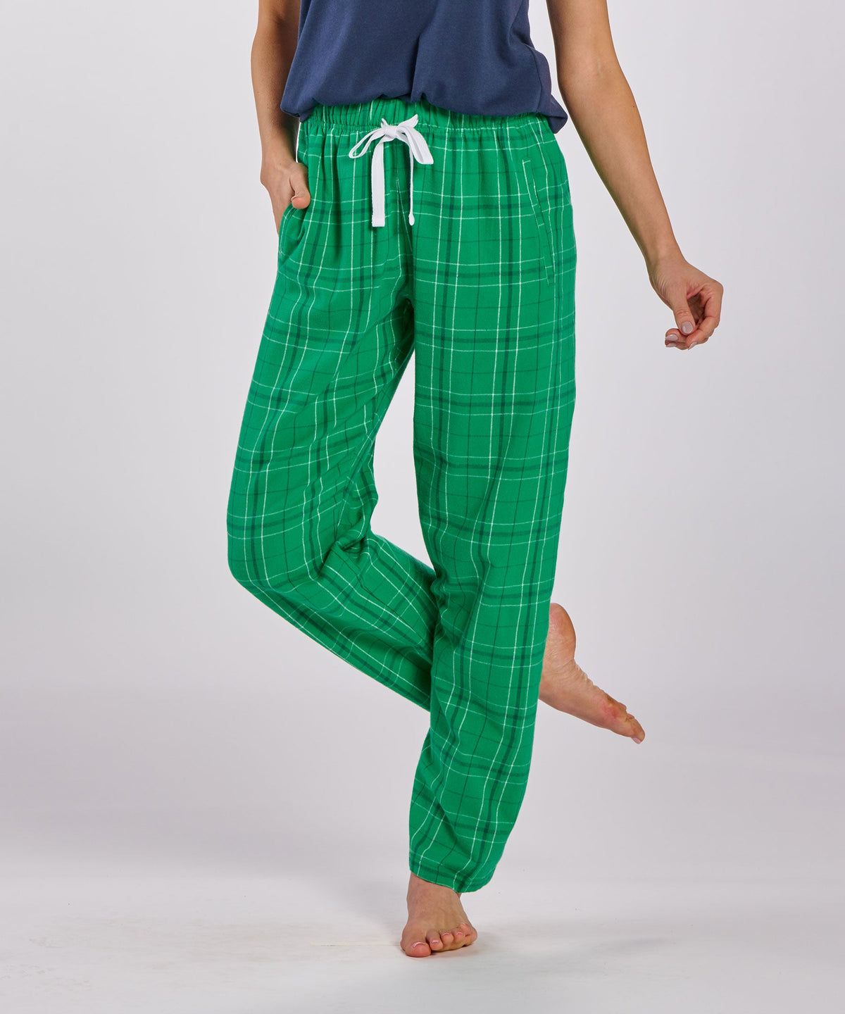 Boxercraft BW6620 Women's Haley Flannel Pants - Kelly Field Day Plaid - Front | Kelly Field Day Plaid