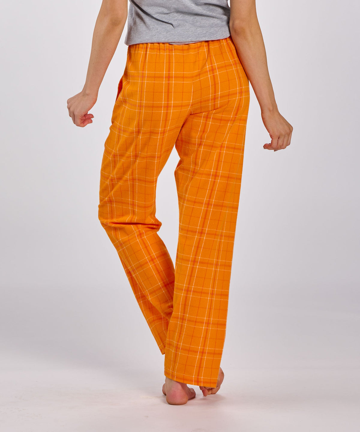 Boxercraft BW6620 Women's Haley Flannel Pants - Orange Field Day Plaid - Back | Orange Field Day Plaid