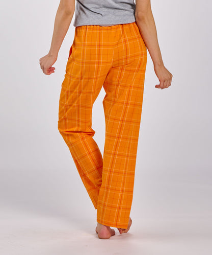 Boxercraft BW6620 Women's Haley Flannel Pants - Orange Field Day Plaid - Back | Orange Field Day Plaid