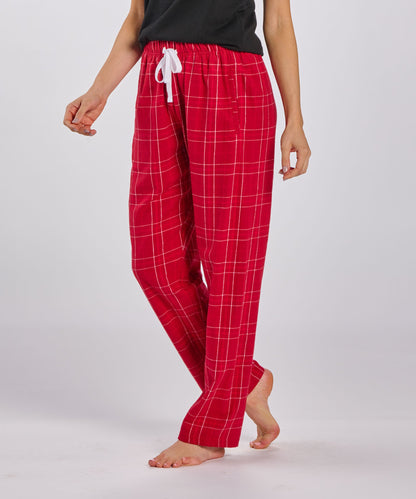 Boxercraft BW6620 Women's Haley Flannel Pants - Crimson Field Day Plaid - Front | Crimson Field Day Plaid