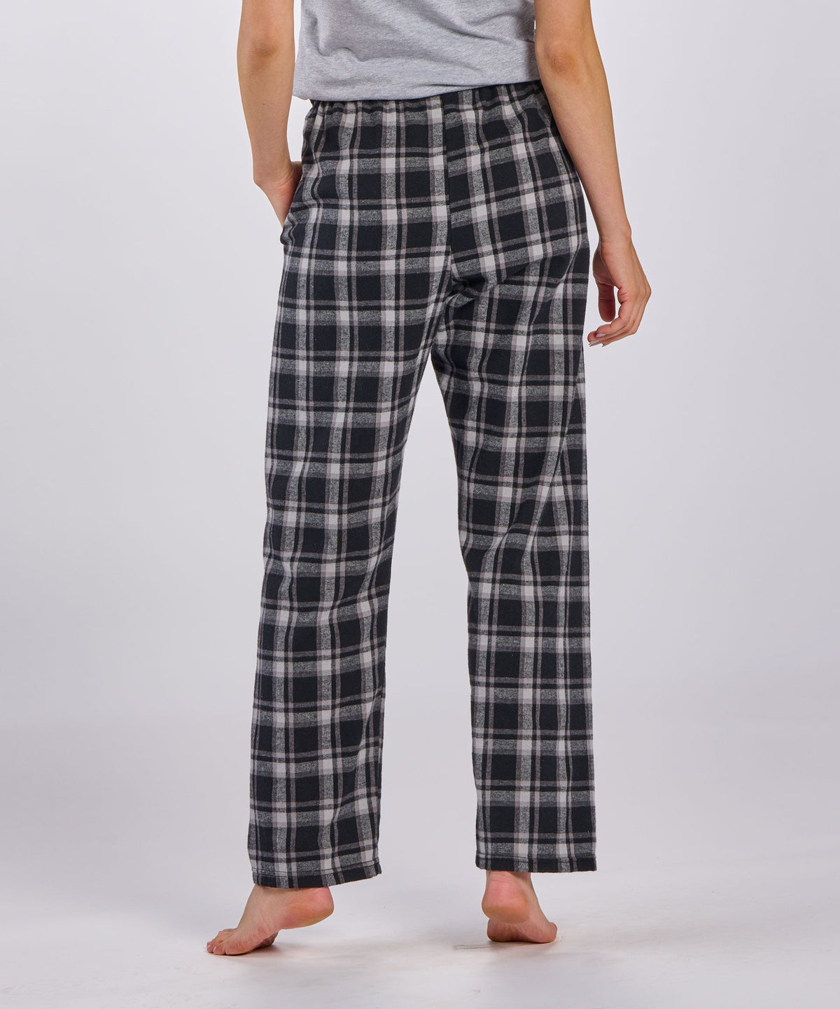 Boxercraft BW6620 Women's Haley Flannel Pants - Heritage Black Plaid - Back | Heritage Black Plaid